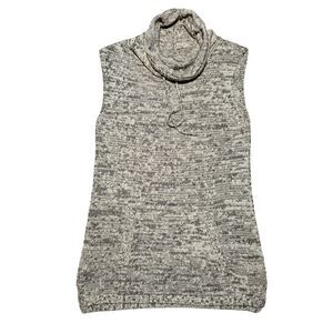 T by Talbots Women's Size M Cowl Neck Sleeveless Pullover Sweater Marled Gray